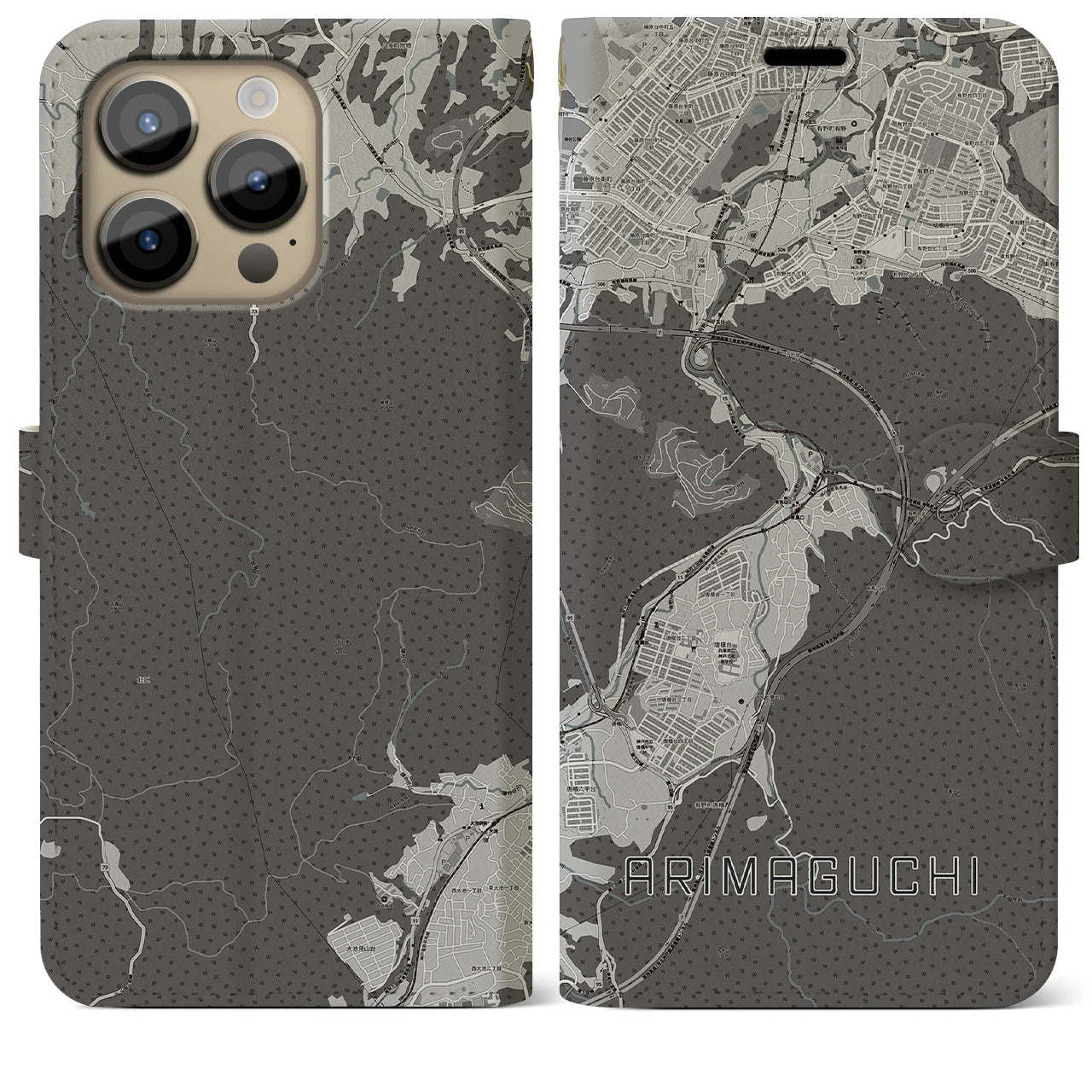 【有馬口(兵庫県)】地図柄iPhoneケース(手帳タイプ)