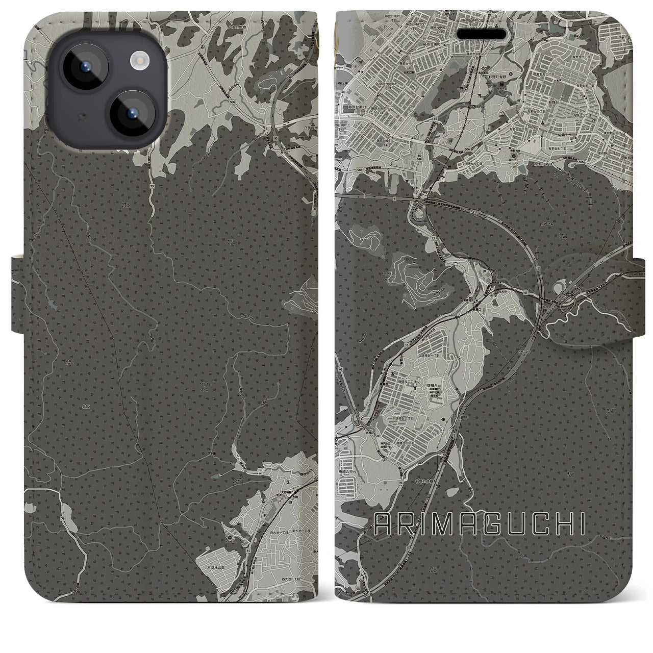 【有馬口(兵庫県)】地図柄iPhoneケース(手帳タイプ)