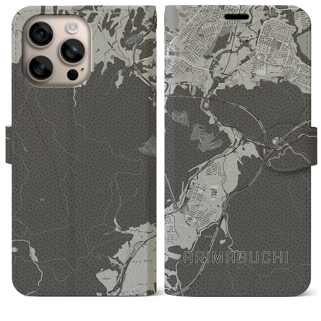 【有馬口(兵庫県)】地図柄iPhoneケース(手帳タイプ)