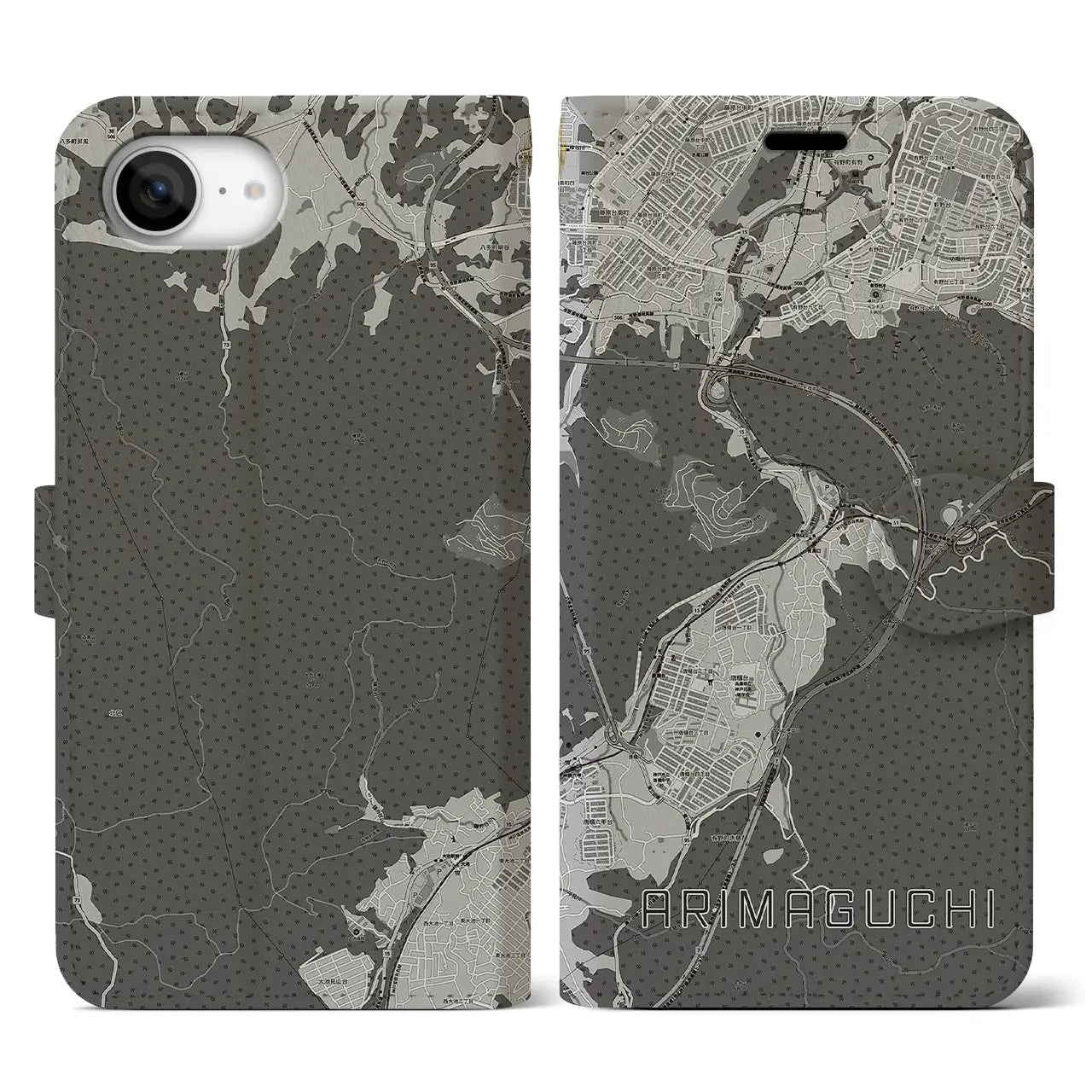 【有馬口(兵庫県)】地図柄iPhoneケース(手帳タイプ)