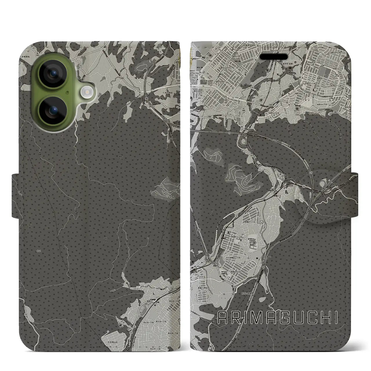 【有馬口(兵庫県)】地図柄iPhoneケース(手帳タイプ)