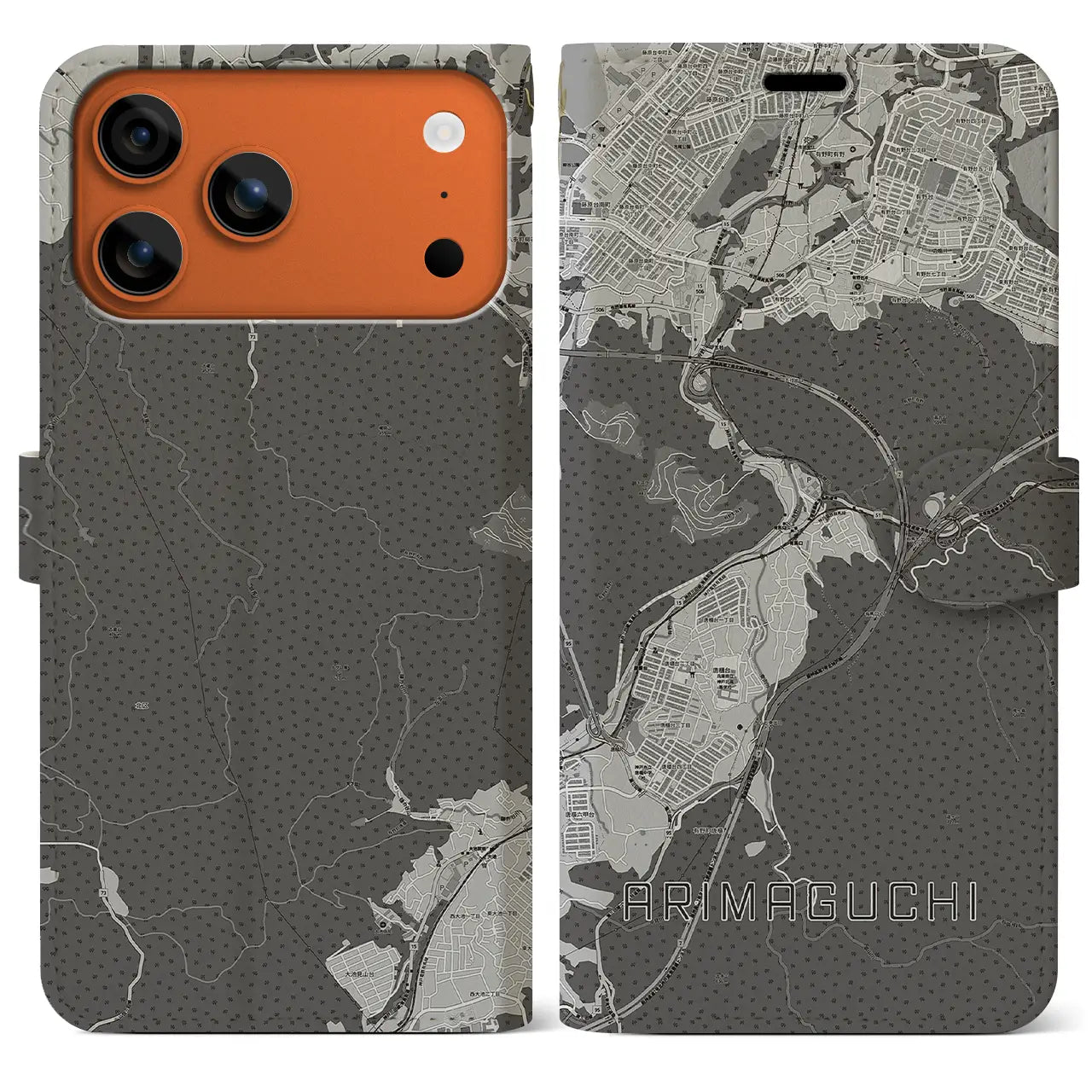 【有馬口(兵庫県)】地図柄iPhoneケース(手帳タイプ)