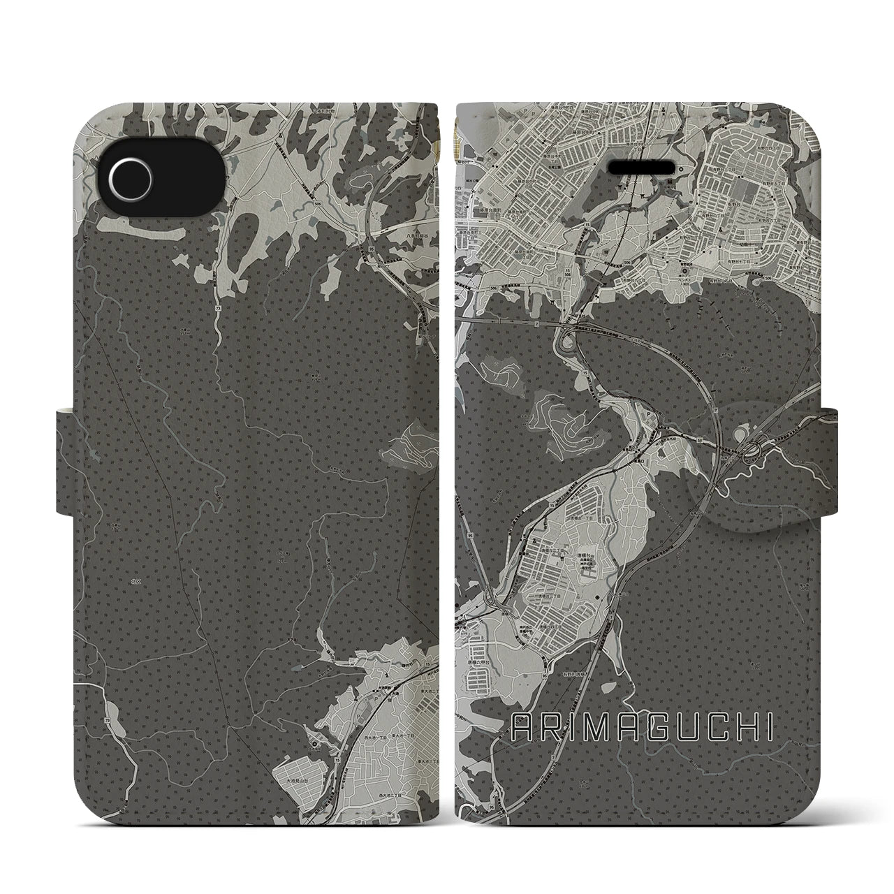 【有馬口(兵庫県)】地図柄iPhoneケース(手帳タイプ)