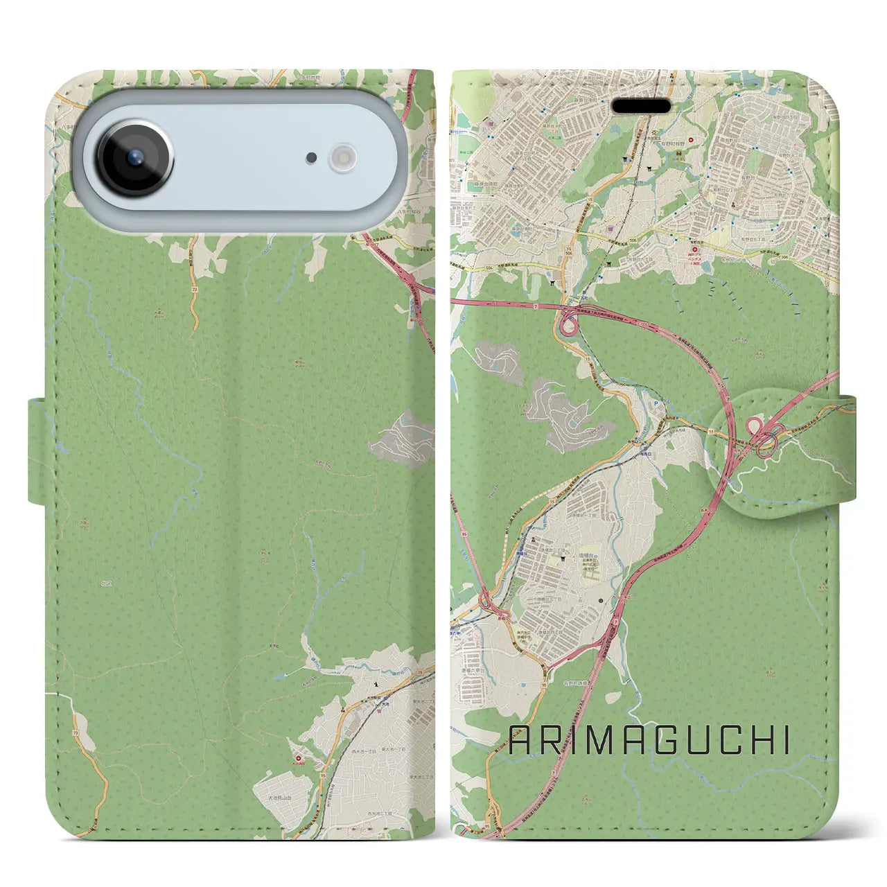 【有馬口(兵庫県)】地図柄iPhoneケース(手帳タイプ)