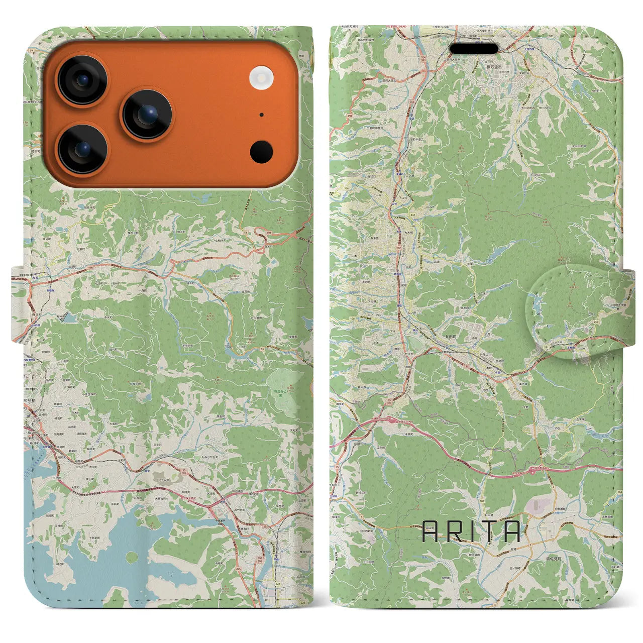 【有田(佐賀県)】地図柄iPhoneケース(手帳タイプ)モノトーン・iPhone 17 Pro Max 用