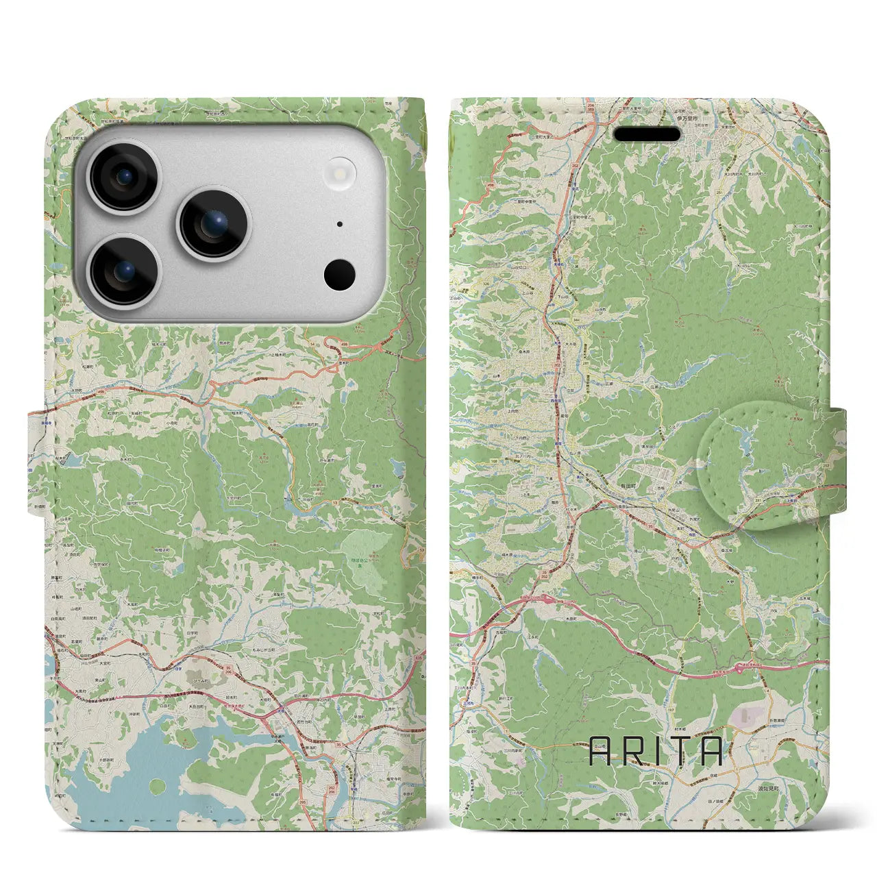 【有田(佐賀県)】地図柄iPhoneケース(手帳タイプ)ナチュラル・iPhone 17 Pro Max 用