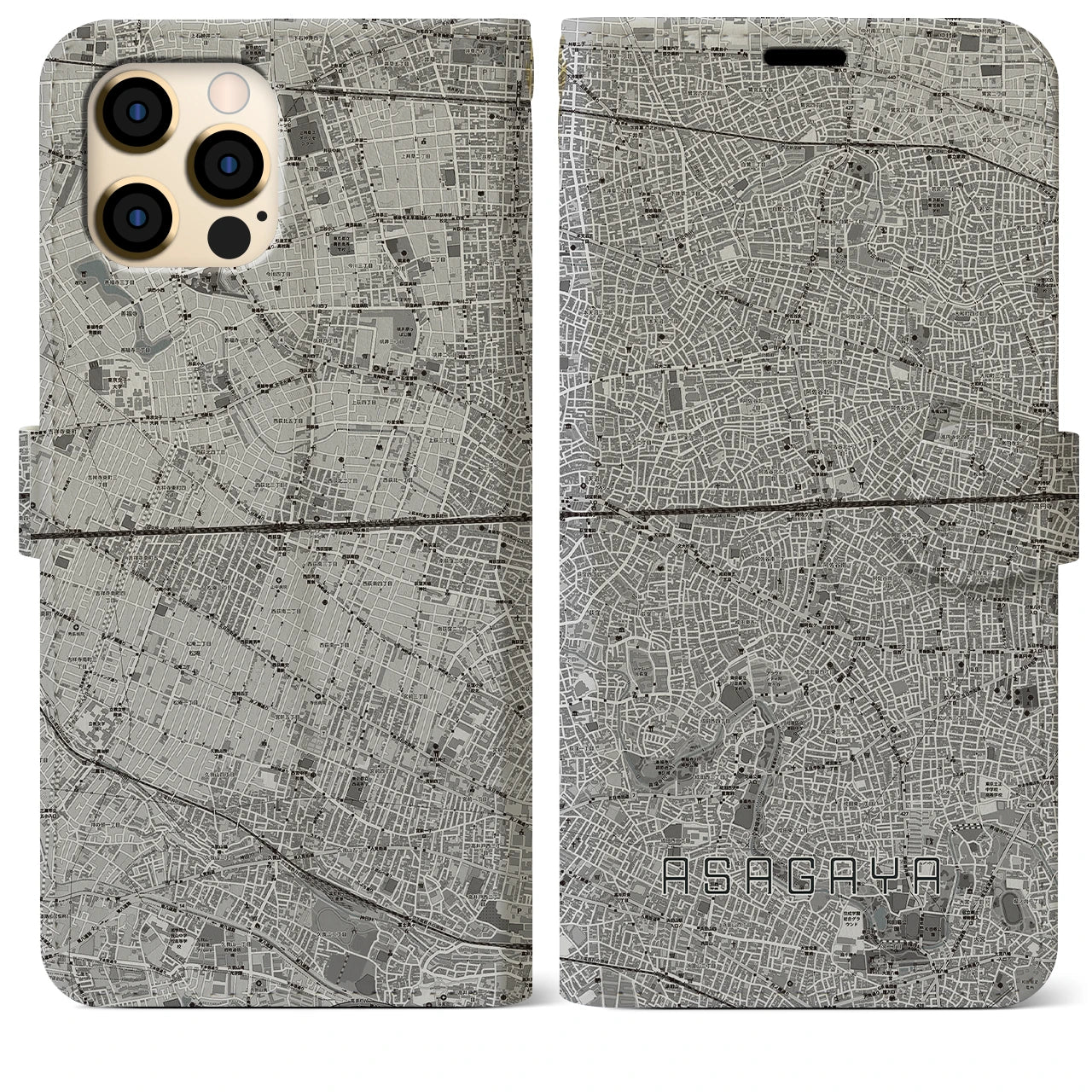 【阿佐ケ谷2(東京都)】地図柄iPhoneケース(手帳タイプ)