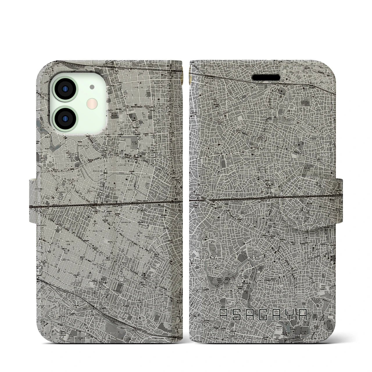 【阿佐ケ谷2(東京都)】地図柄iPhoneケース(手帳タイプ)