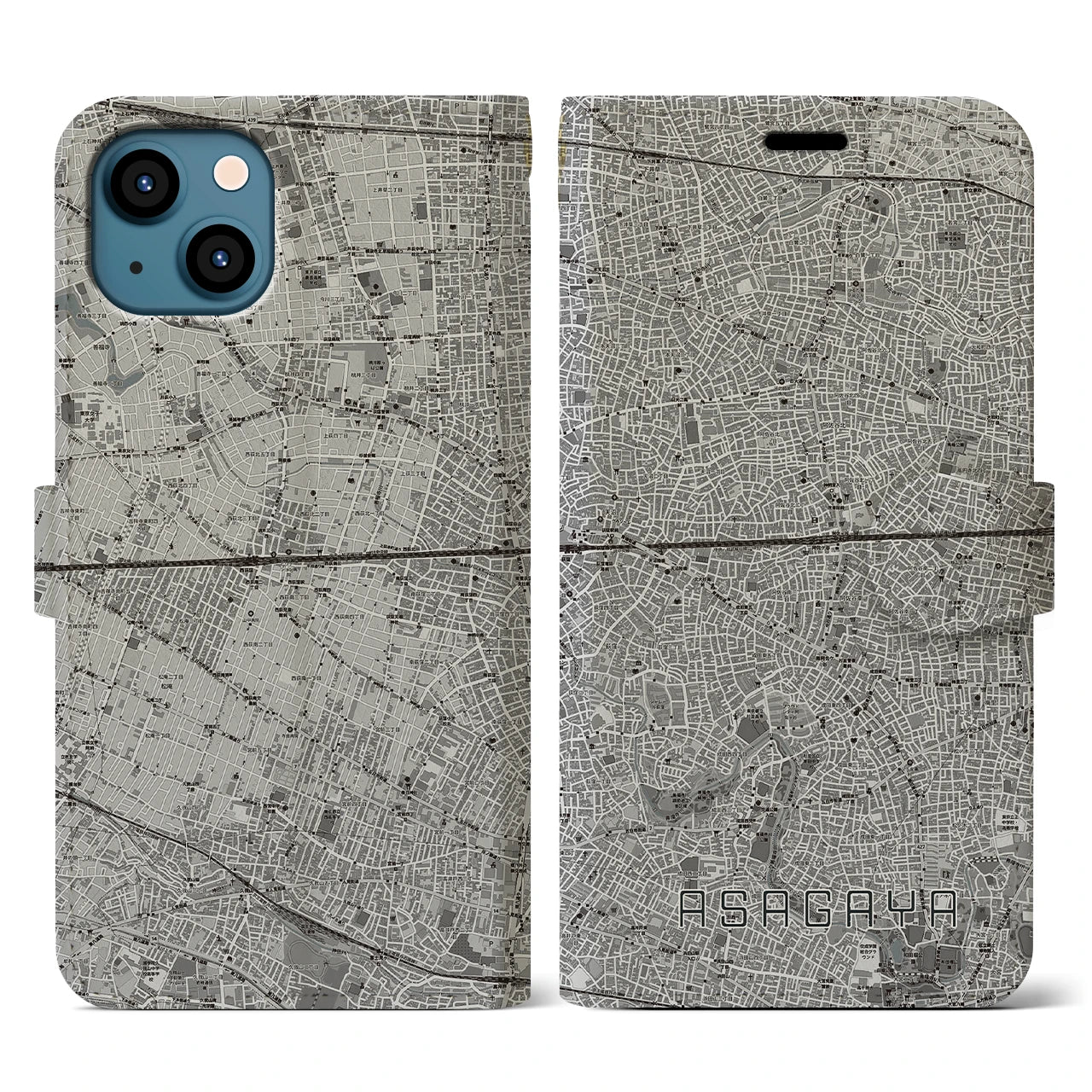 【阿佐ケ谷2(東京都)】地図柄iPhoneケース(手帳タイプ)