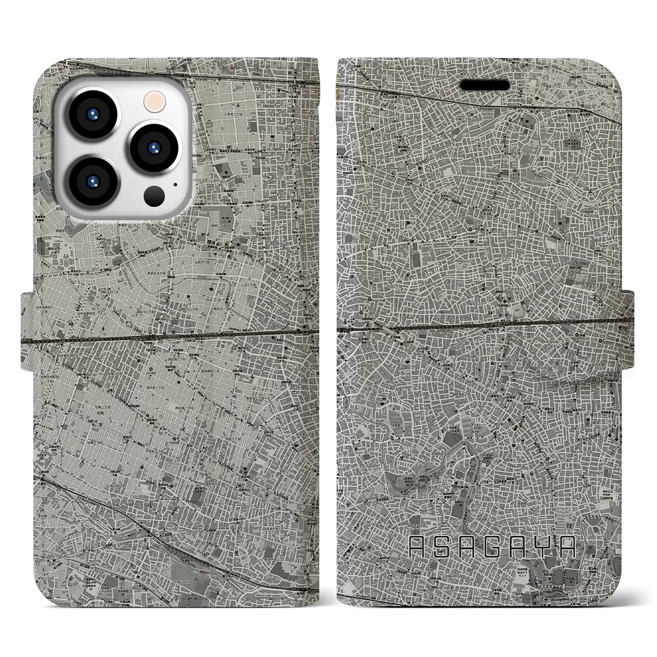 【阿佐ケ谷2(東京都)】地図柄iPhoneケース(手帳タイプ)