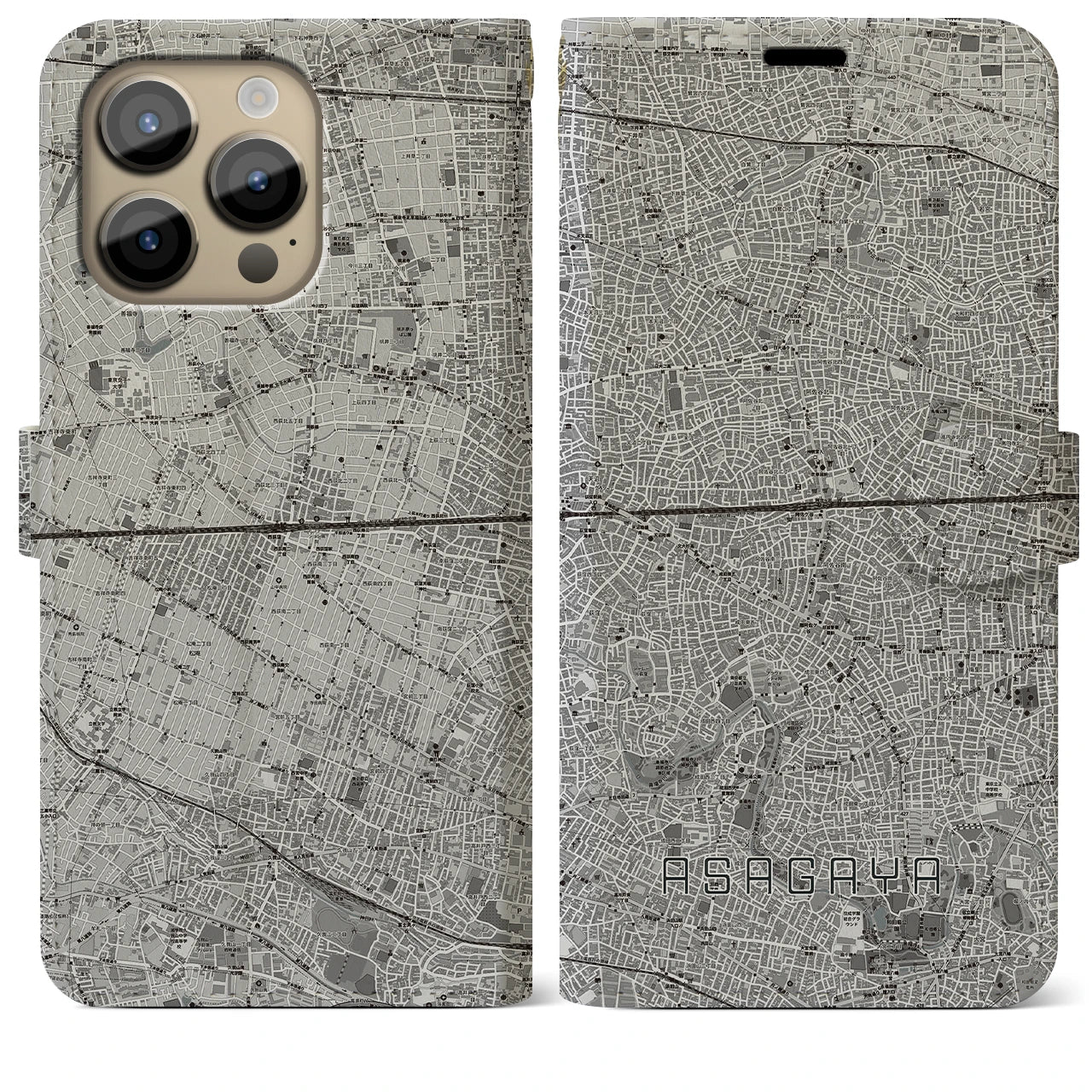 【阿佐ケ谷2(東京都)】地図柄iPhoneケース(手帳タイプ)