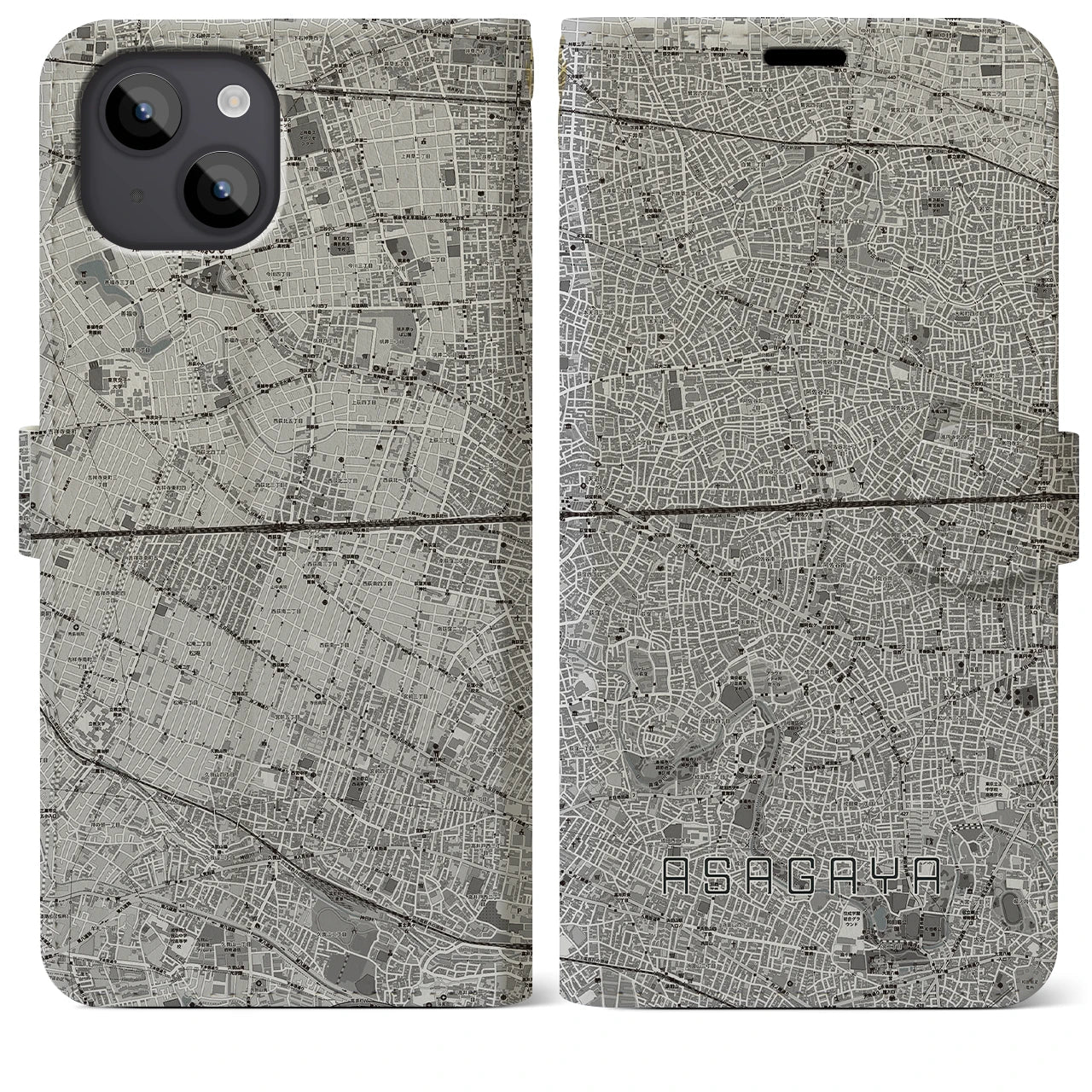 【阿佐ケ谷2(東京都)】地図柄iPhoneケース(手帳タイプ)