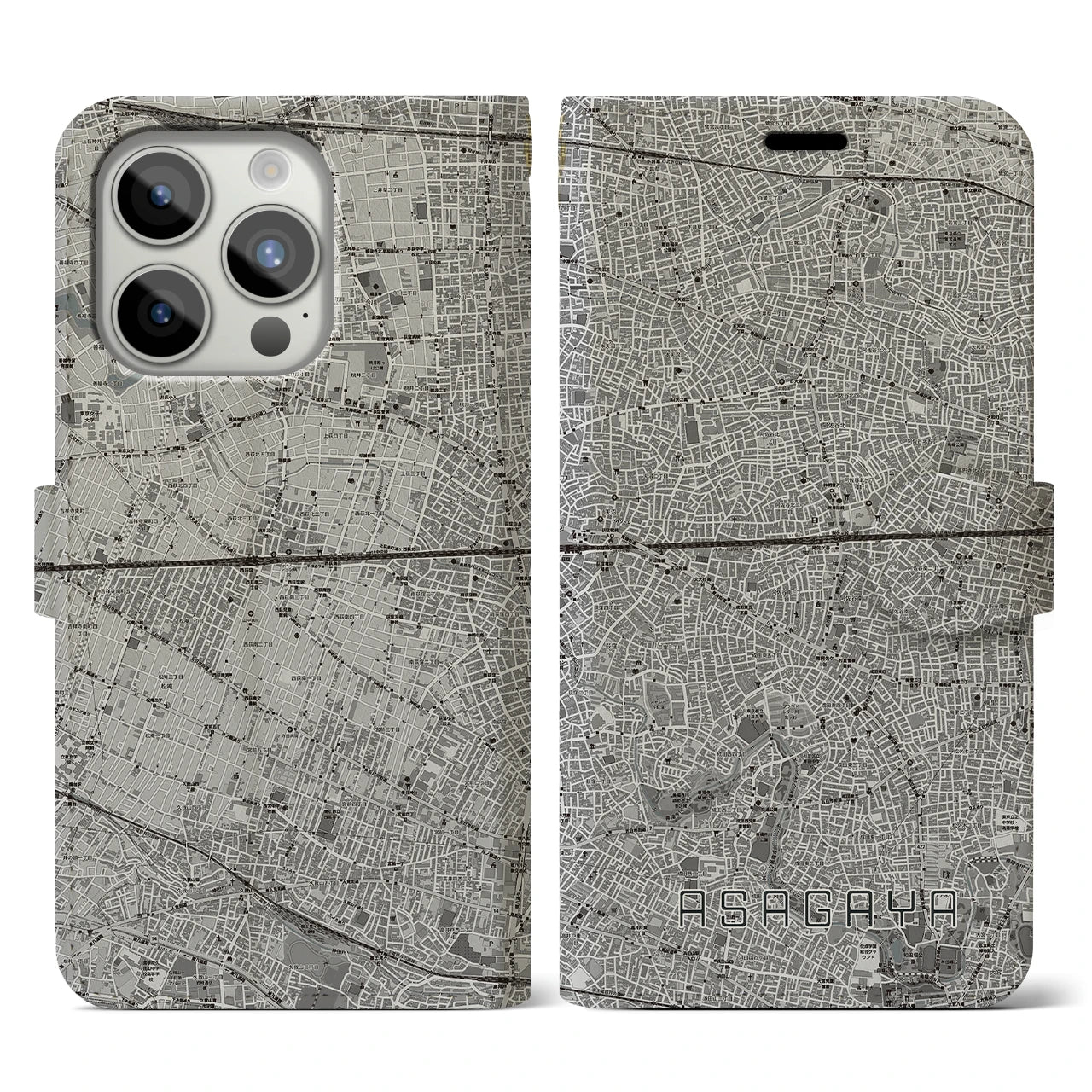 【阿佐ケ谷2(東京都)】地図柄iPhoneケース(手帳タイプ)