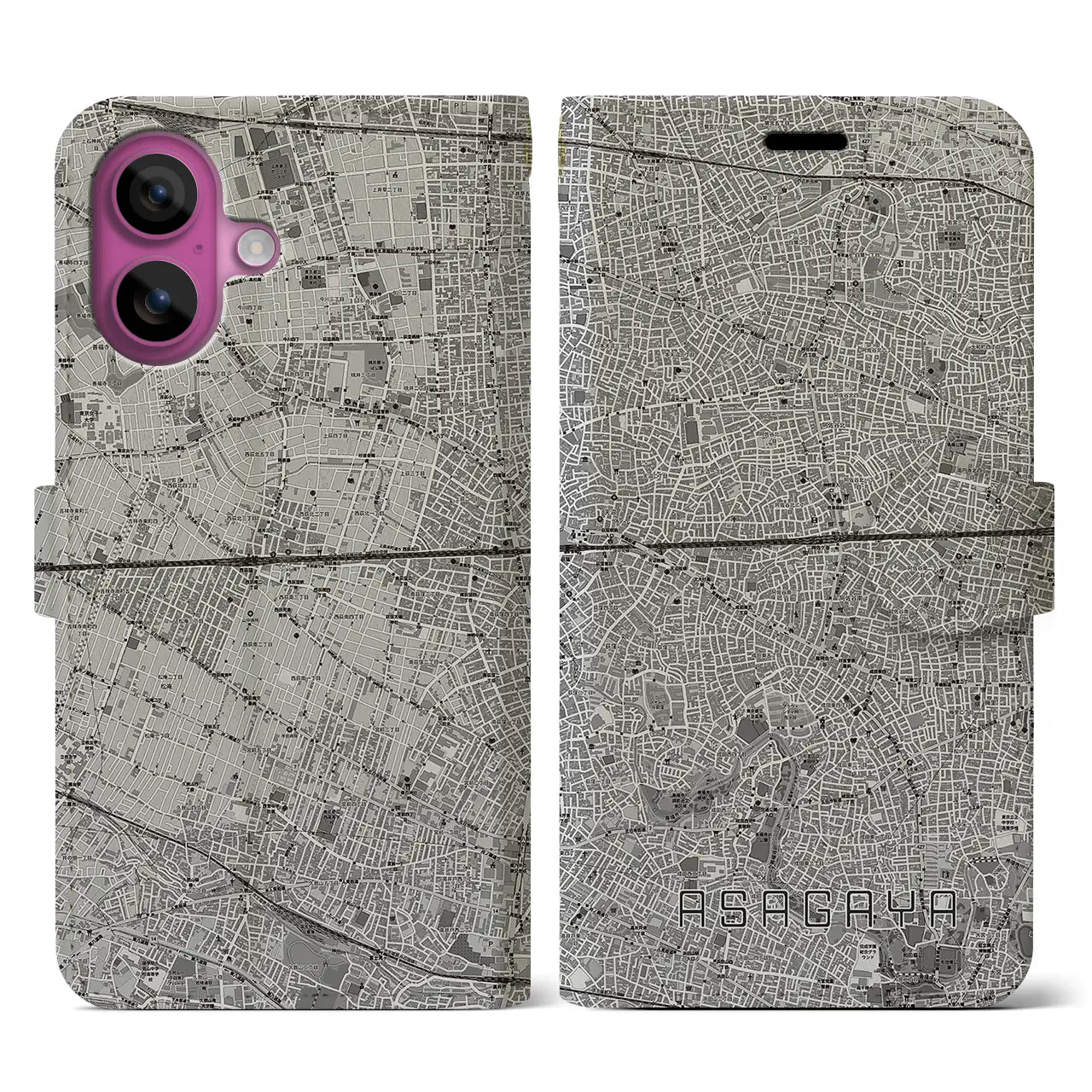 【阿佐ケ谷2(東京都)】地図柄iPhoneケース(手帳タイプ)