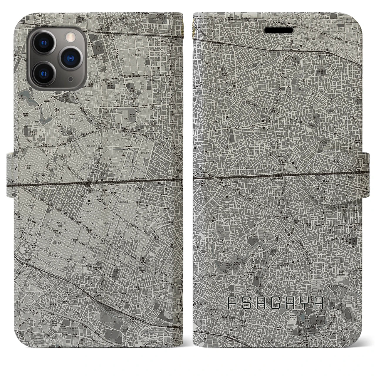 【阿佐ケ谷2(東京都)】地図柄iPhoneケース(手帳タイプ)