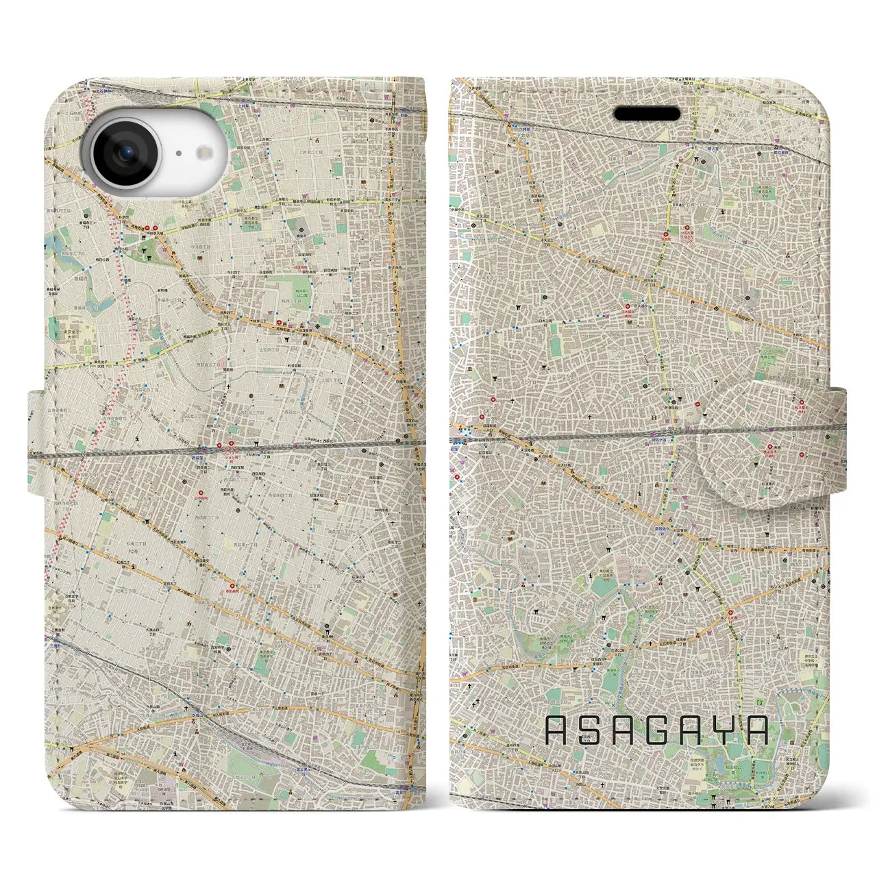 【阿佐ケ谷2(東京都)】地図柄iPhoneケース(手帳タイプ)