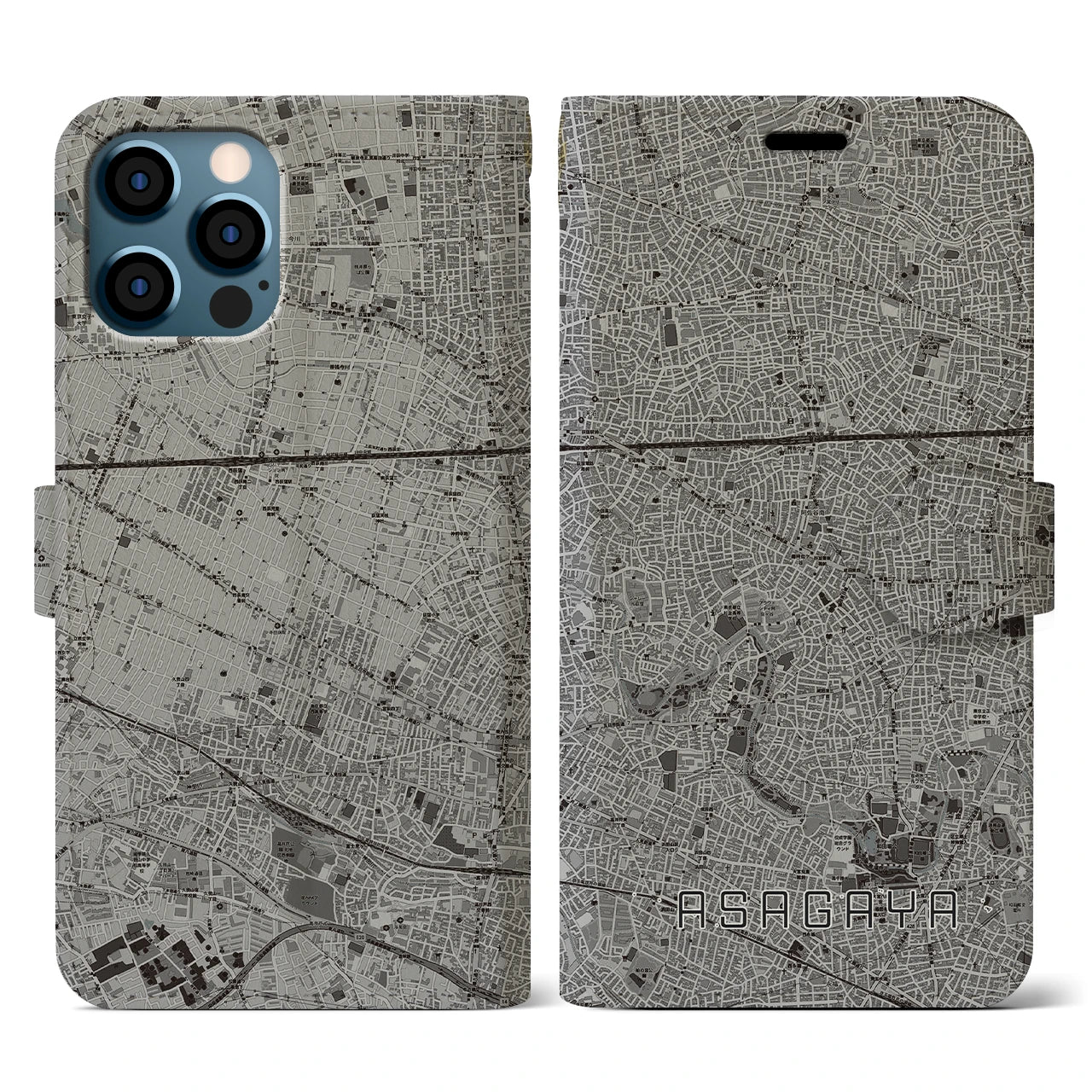 【阿佐ケ谷(東京都)】地図柄iPhoneケース(手帳タイプ)