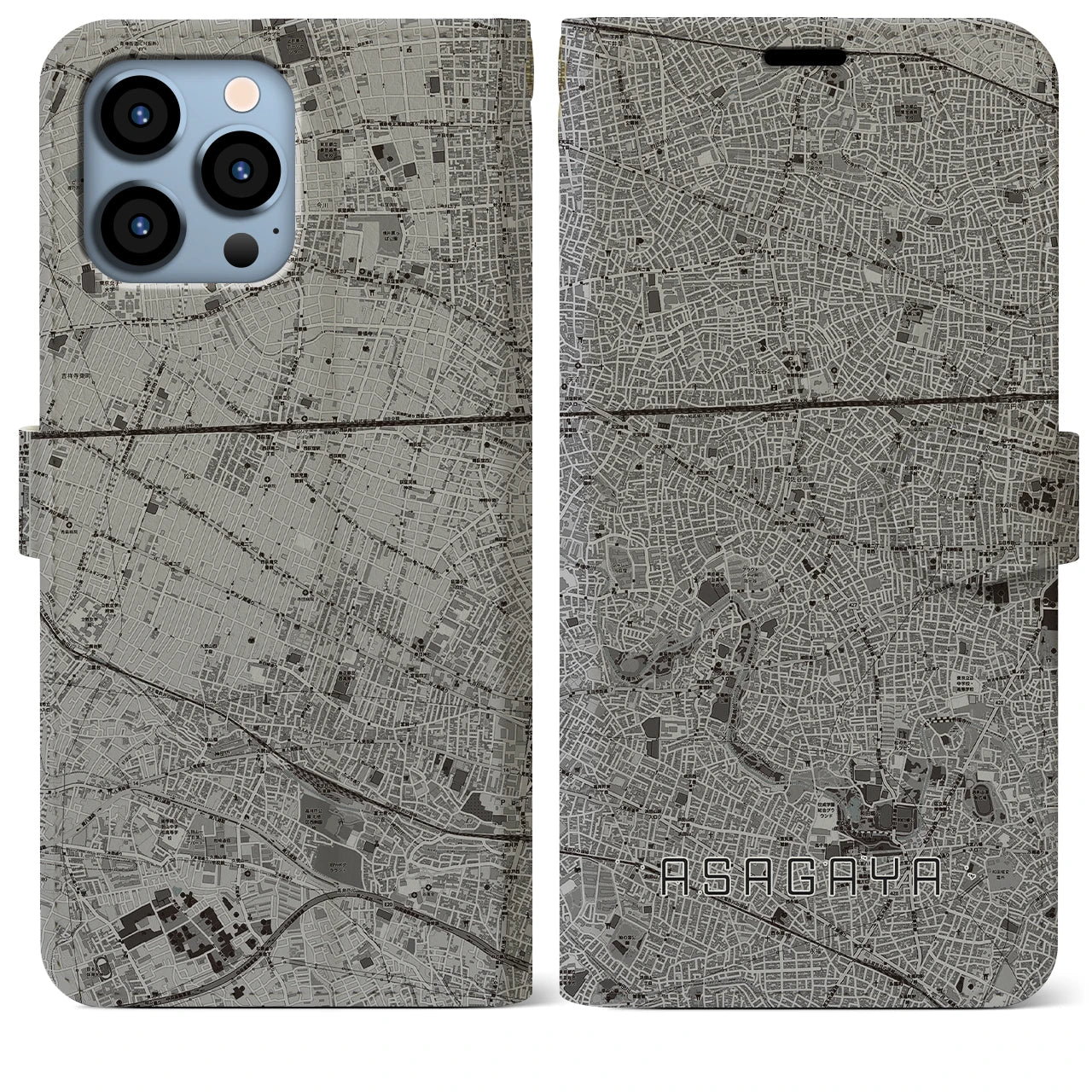 【阿佐ケ谷(東京都)】地図柄iPhoneケース(手帳タイプ)