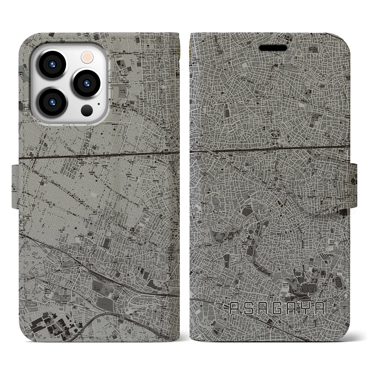 【阿佐ケ谷(東京都)】地図柄iPhoneケース(手帳タイプ)