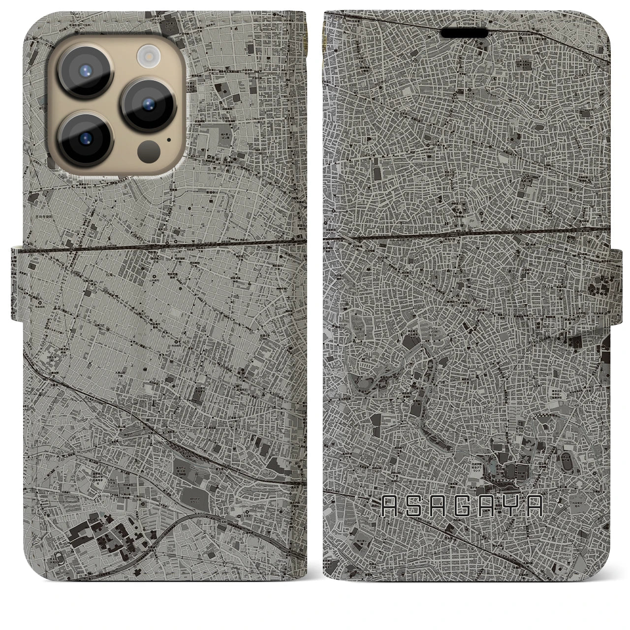 【阿佐ケ谷(東京都)】地図柄iPhoneケース(手帳タイプ)