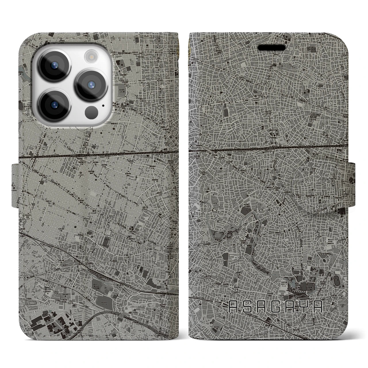 【阿佐ケ谷(東京都)】地図柄iPhoneケース(手帳タイプ)