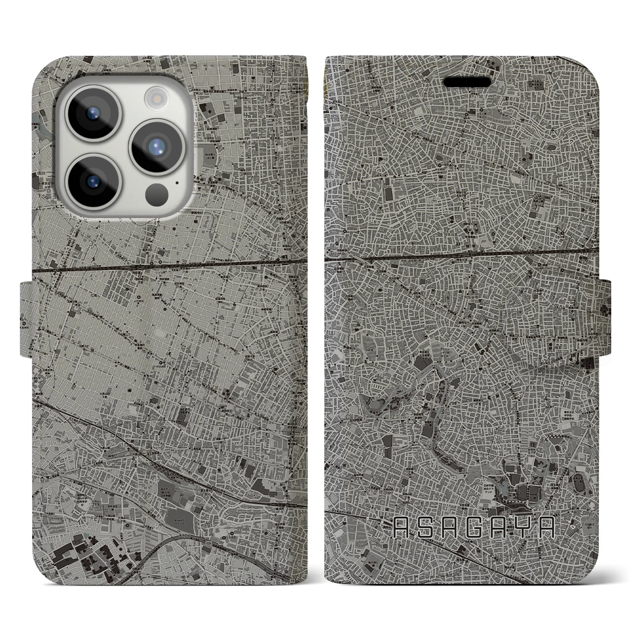 【阿佐ケ谷(東京都)】地図柄iPhoneケース(手帳タイプ)