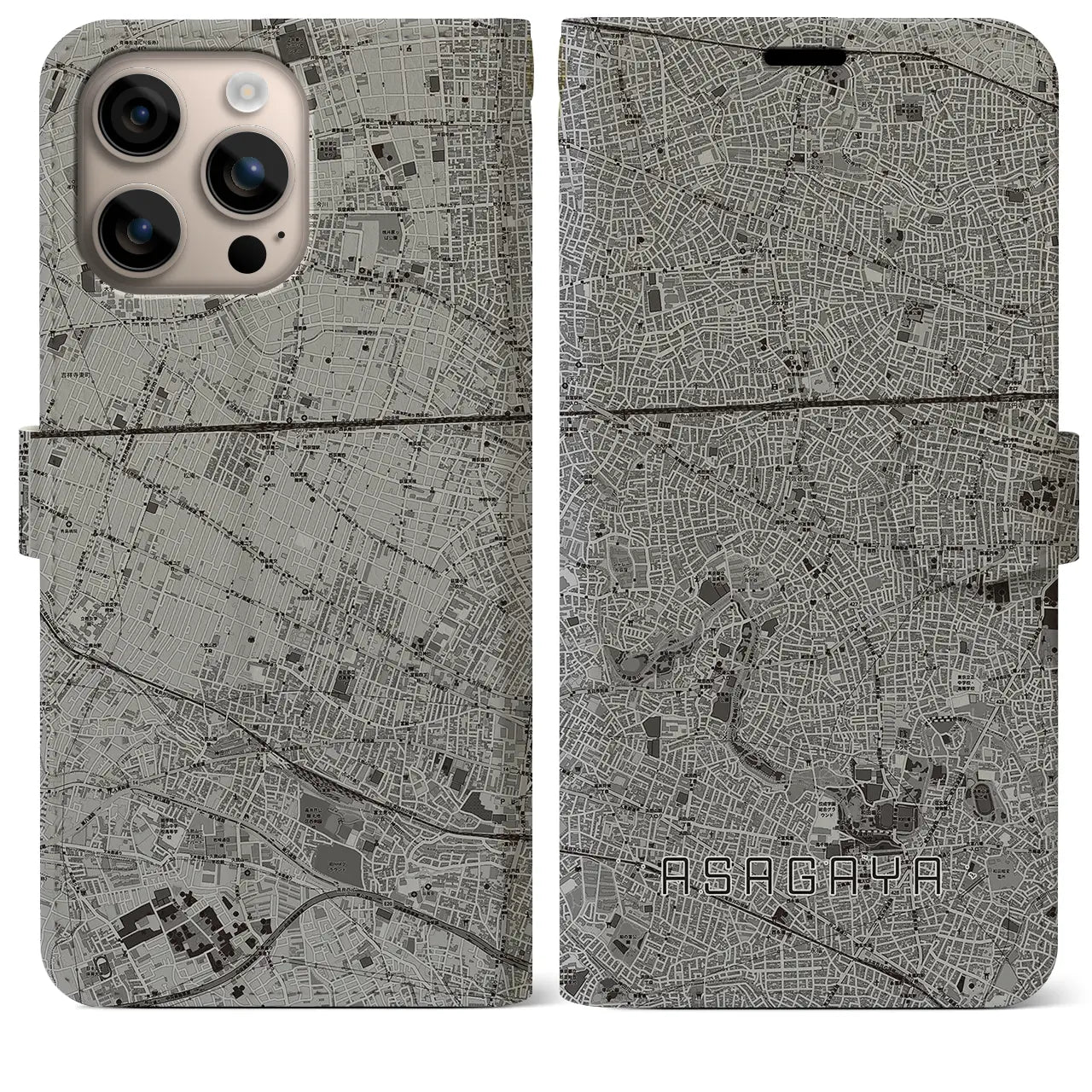 【阿佐ケ谷(東京都)】地図柄iPhoneケース(手帳タイプ)