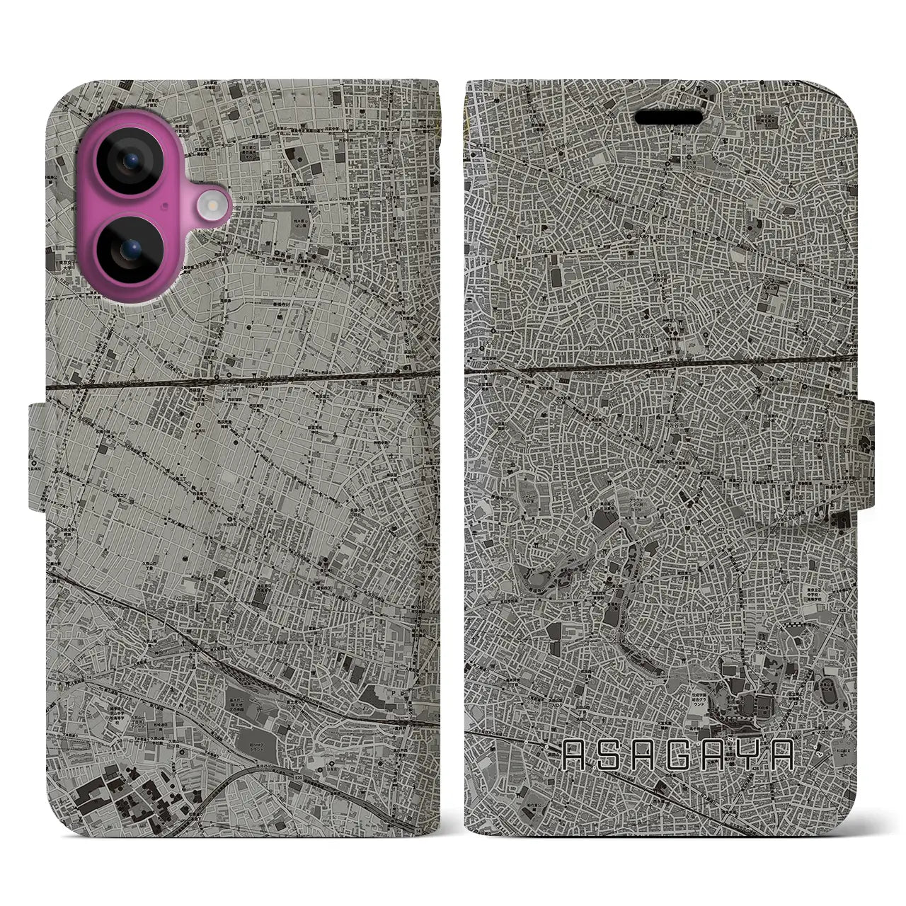 【阿佐ケ谷(東京都)】地図柄iPhoneケース(手帳タイプ)