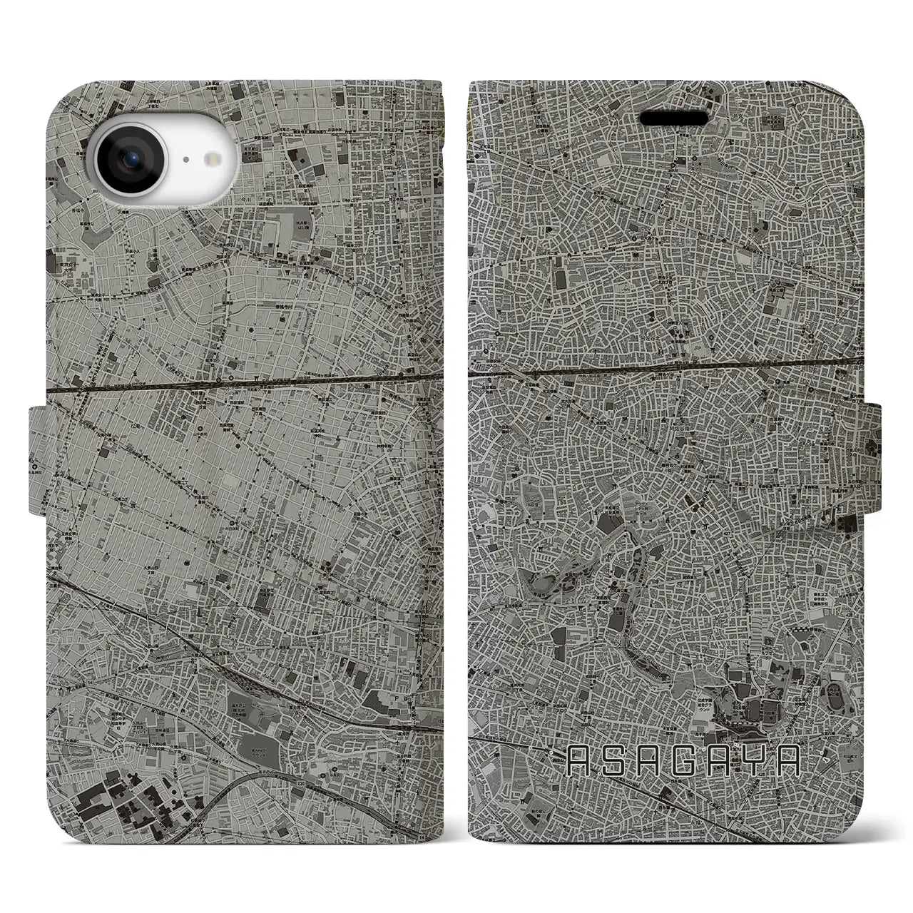 【阿佐ケ谷(東京都)】地図柄iPhoneケース(手帳タイプ)