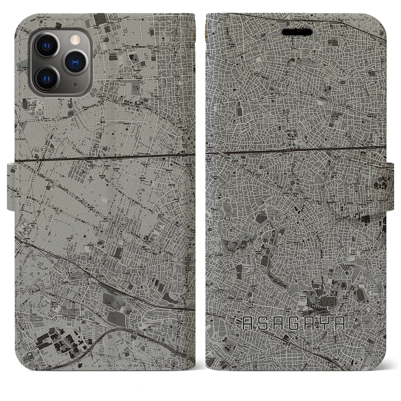 【阿佐ケ谷(東京都)】地図柄iPhoneケース(手帳タイプ)