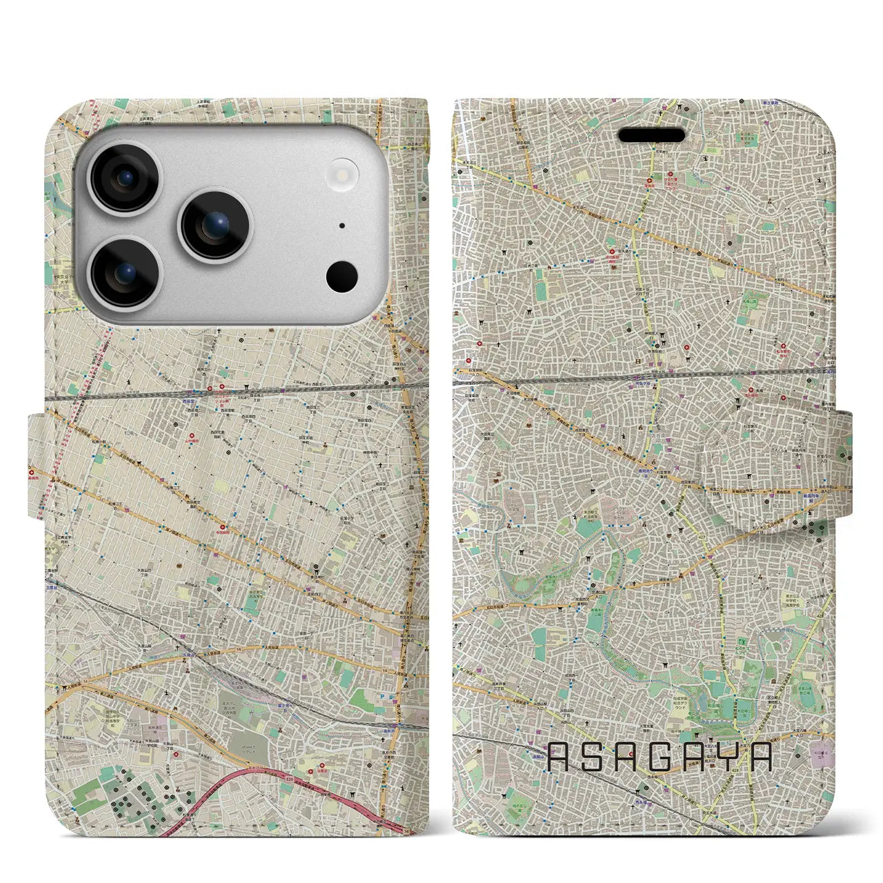 【阿佐ケ谷(東京都)】地図柄iPhoneケース(手帳タイプ)