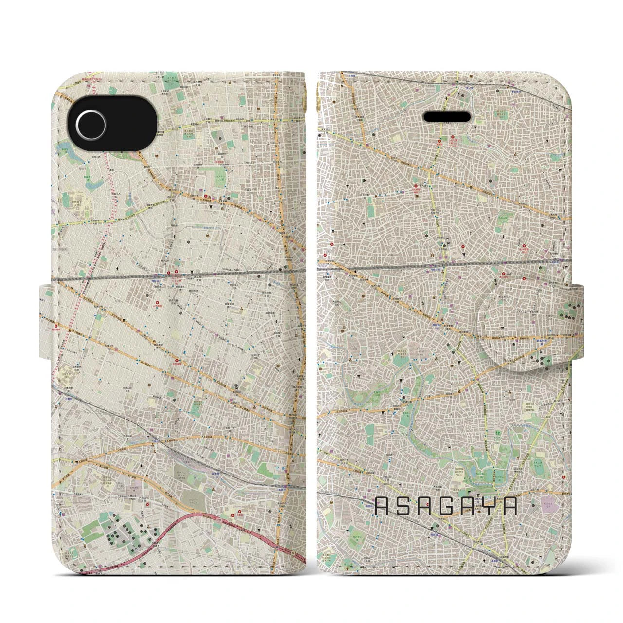 【阿佐ケ谷(東京都)】地図柄iPhoneケース(手帳タイプ)