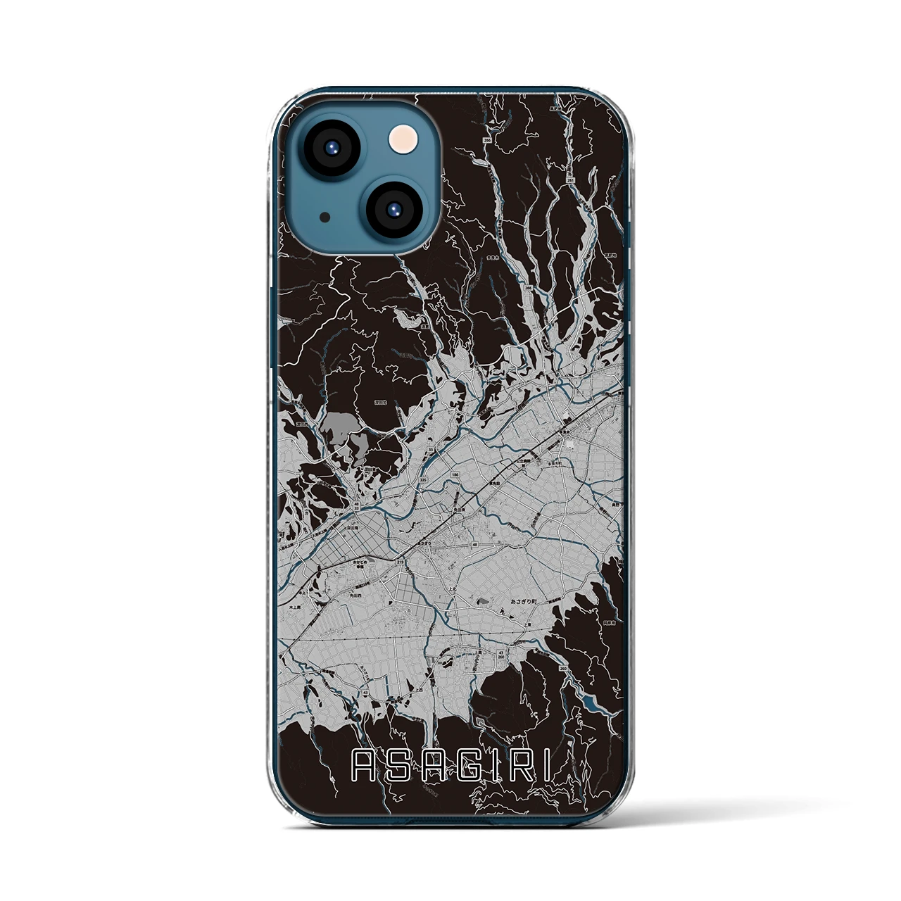 【あさぎり(熊本県)】地図柄iPhoneケース(クリアタイプ)