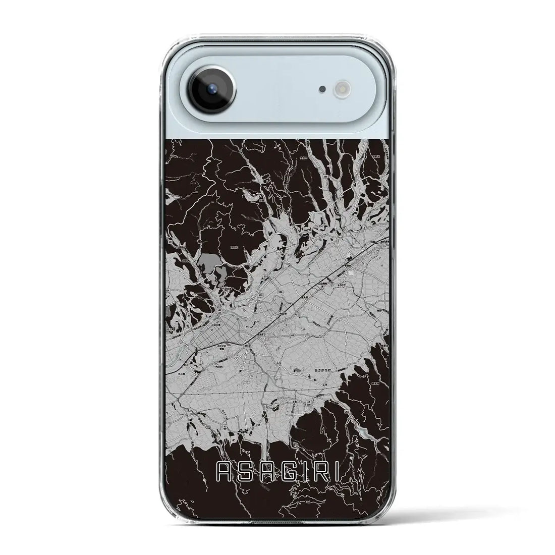 【あさぎり(熊本県)】地図柄iPhoneケース(クリアタイプ)モノトーン・iPhone 17 Pro Max 用