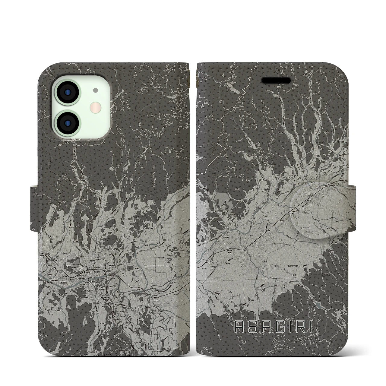 【あさぎり(熊本県)】地図柄iPhoneケース(手帳タイプ)