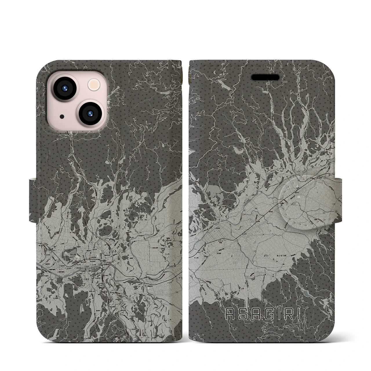 【あさぎり(熊本県)】地図柄iPhoneケース(手帳タイプ)