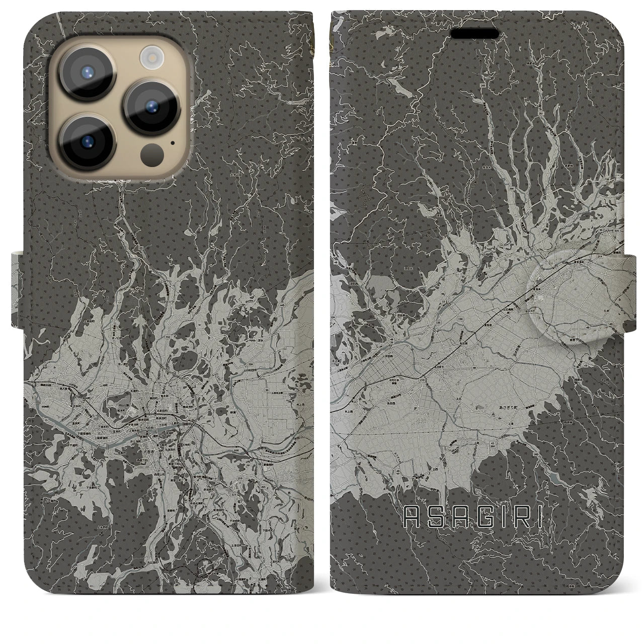 【あさぎり(熊本県)】地図柄iPhoneケース(手帳タイプ)