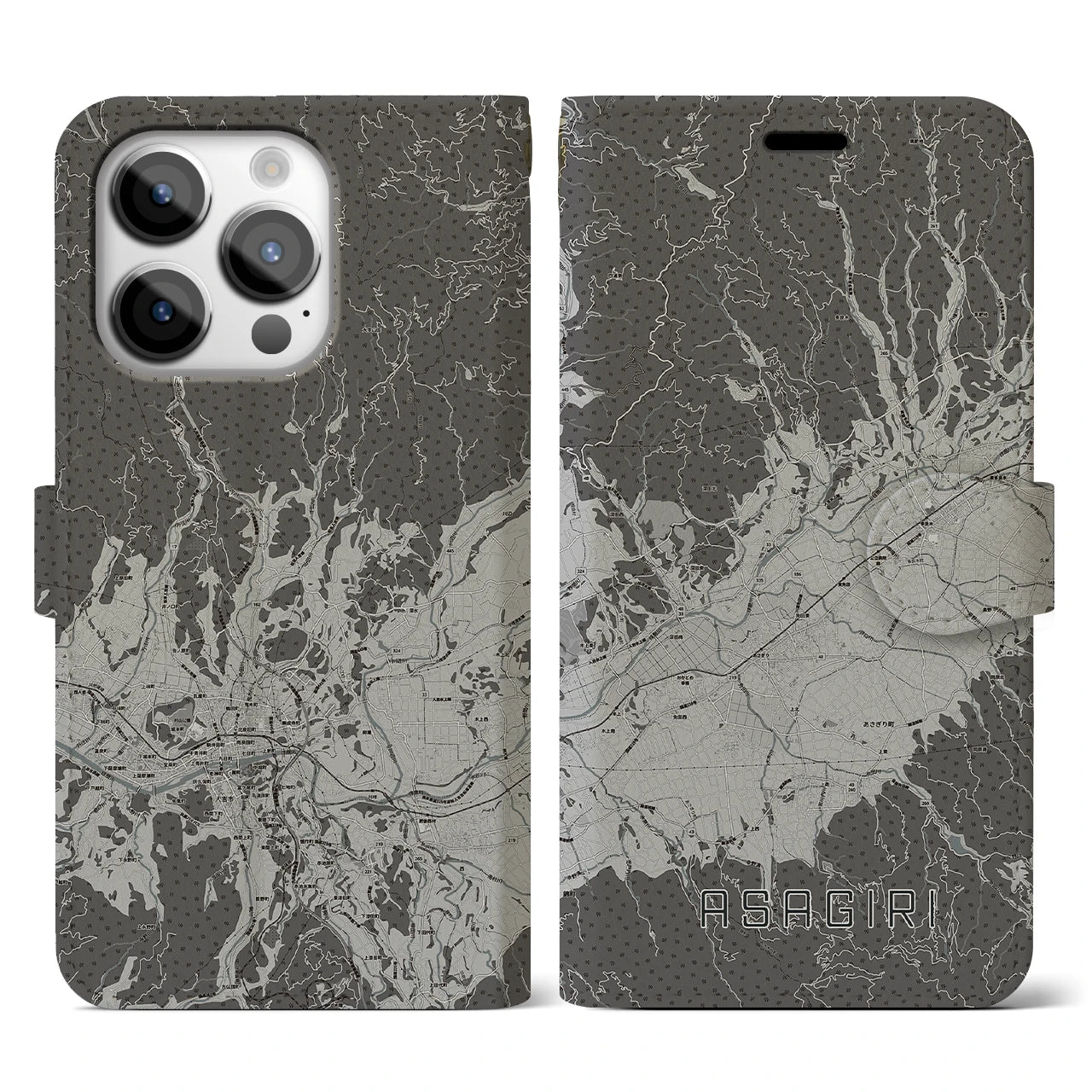 【あさぎり(熊本県)】地図柄iPhoneケース(手帳タイプ)