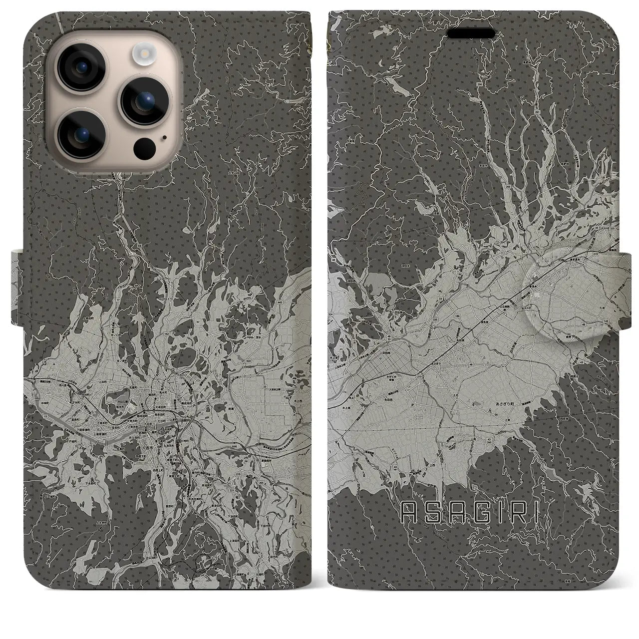 【あさぎり(熊本県)】地図柄iPhoneケース(手帳タイプ)