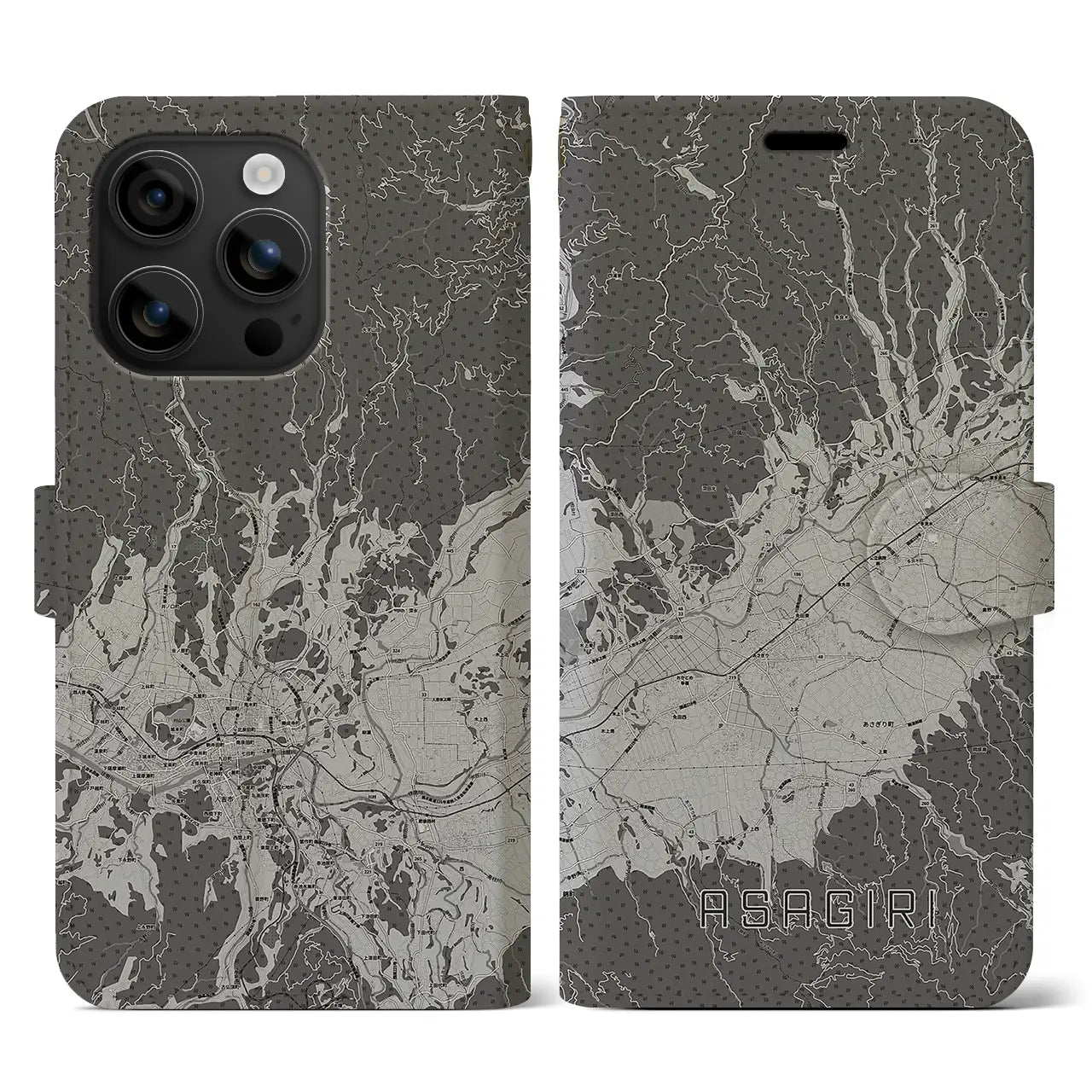 【あさぎり(熊本県)】地図柄iPhoneケース(手帳タイプ)