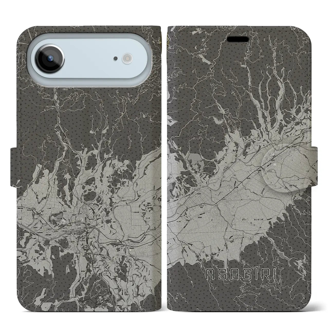 【あさぎり(熊本県)】地図柄iPhoneケース(手帳タイプ)