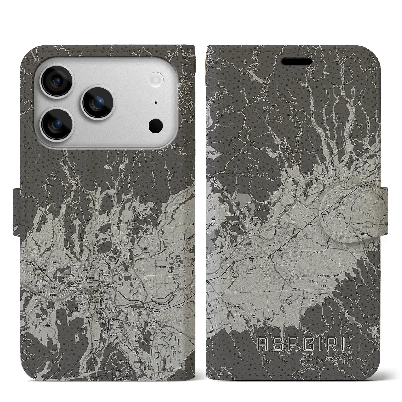 【あさぎり(熊本県)】地図柄iPhoneケース(手帳タイプ)