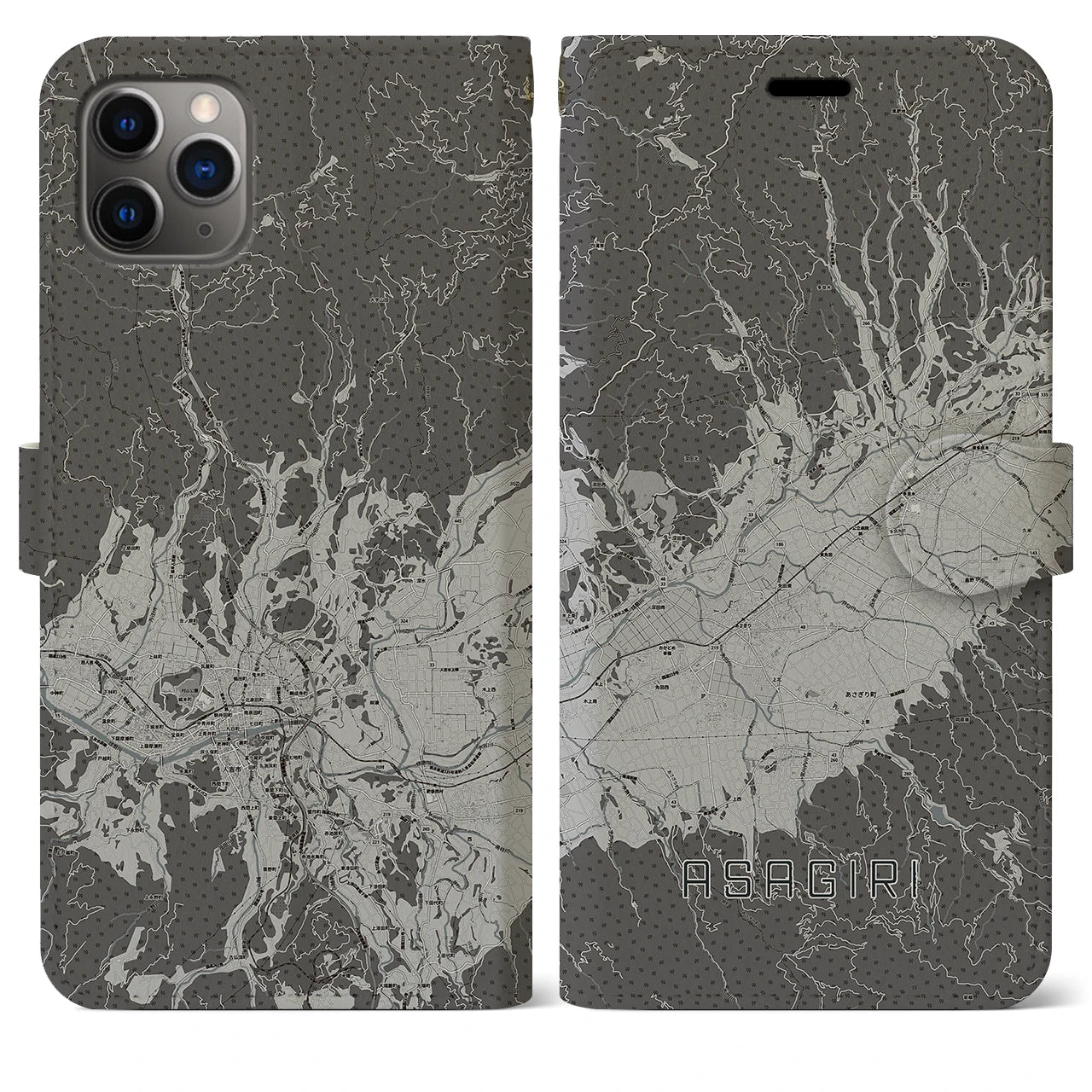 【あさぎり(熊本県)】地図柄iPhoneケース(手帳タイプ)