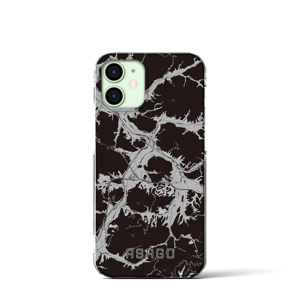 【朝来(兵庫県)】地図柄iPhoneケース(クリアタイプ)モノトーン・iPhone 12 mini 用