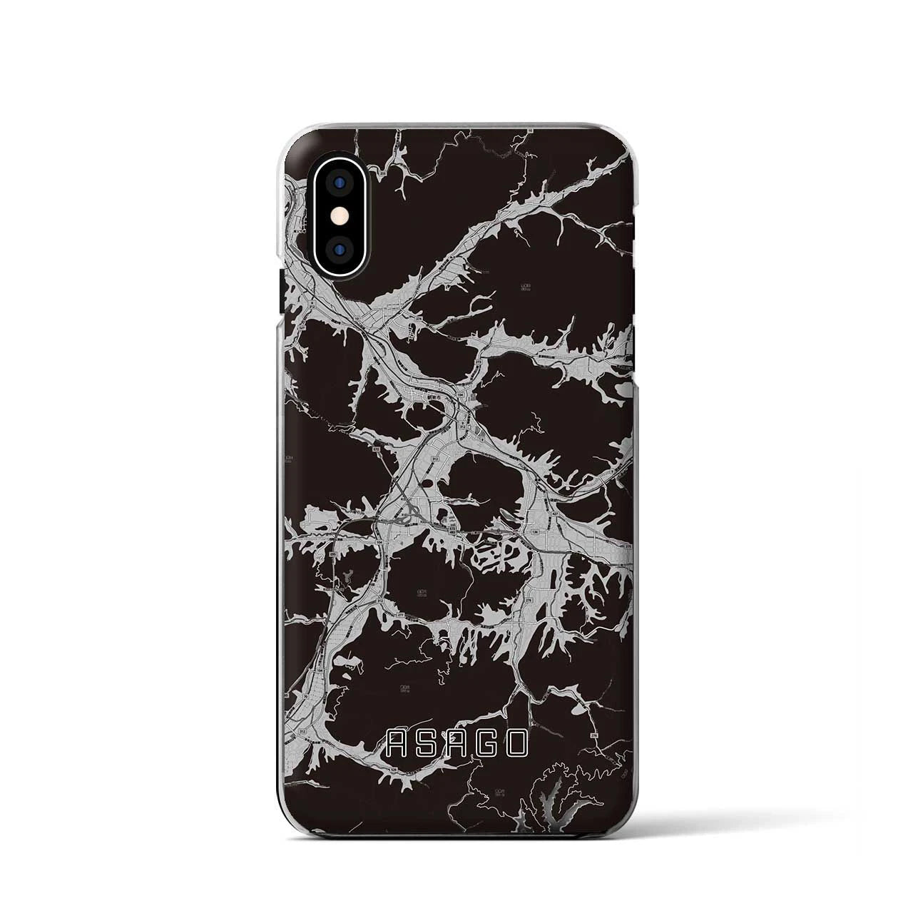 【朝来(兵庫県)】地図柄iPhoneケース(クリアタイプ)モノトーン・iPhone XS / X 用