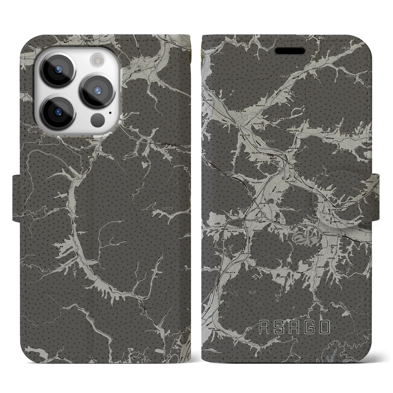 【朝来(兵庫県)】地図柄iPhoneケース(手帳タイプ)