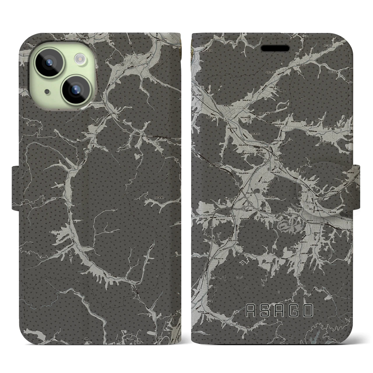 【朝来(兵庫県)】地図柄iPhoneケース(手帳タイプ)