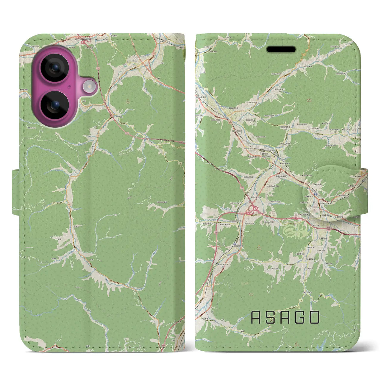 【朝来(兵庫県)】地図柄iPhoneケース(手帳タイプ)ナチュラル・iPhone 16 Pro 用