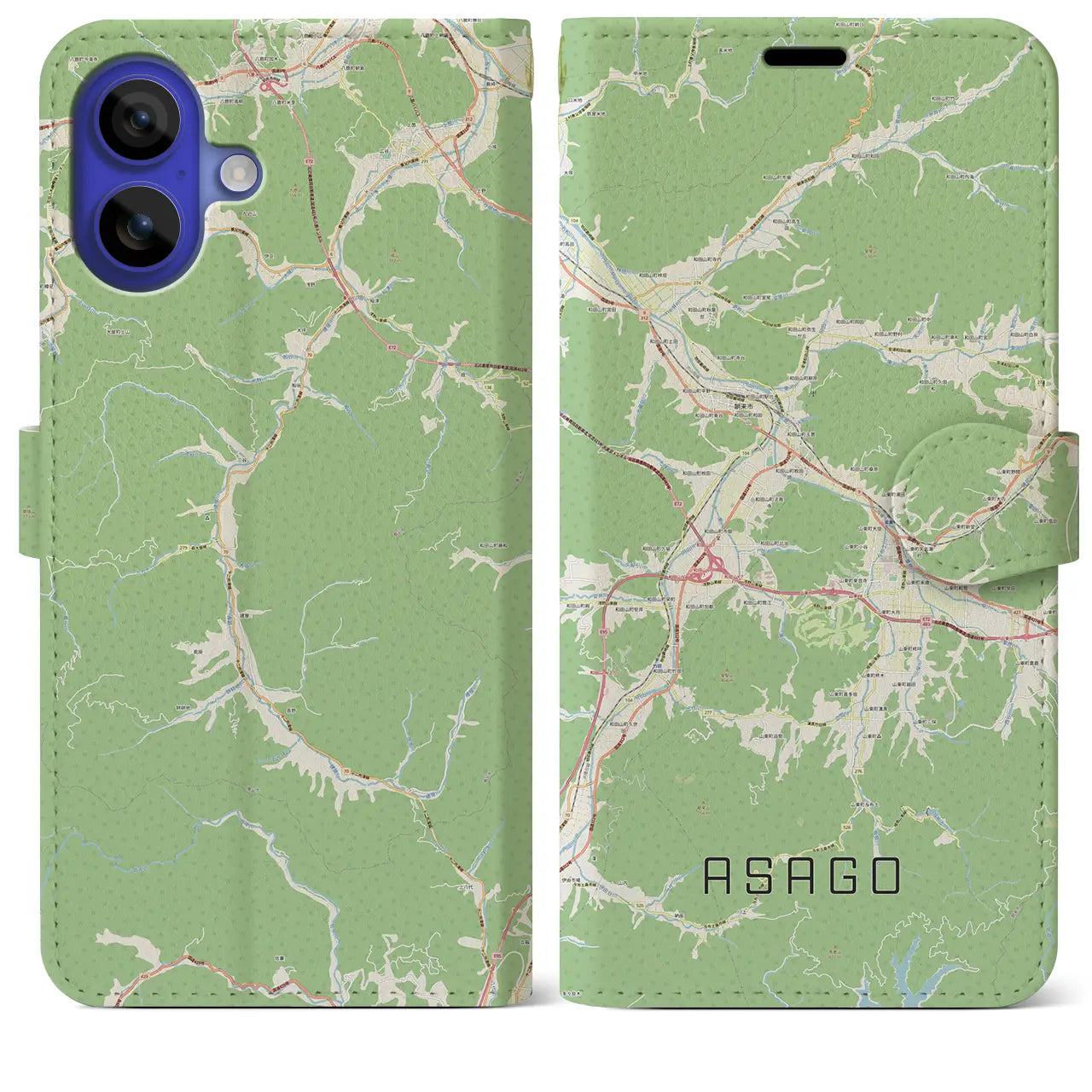 【朝来(兵庫県)】地図柄iPhoneケース(手帳タイプ)ナチュラル・iPhone 16 Pro Max 用