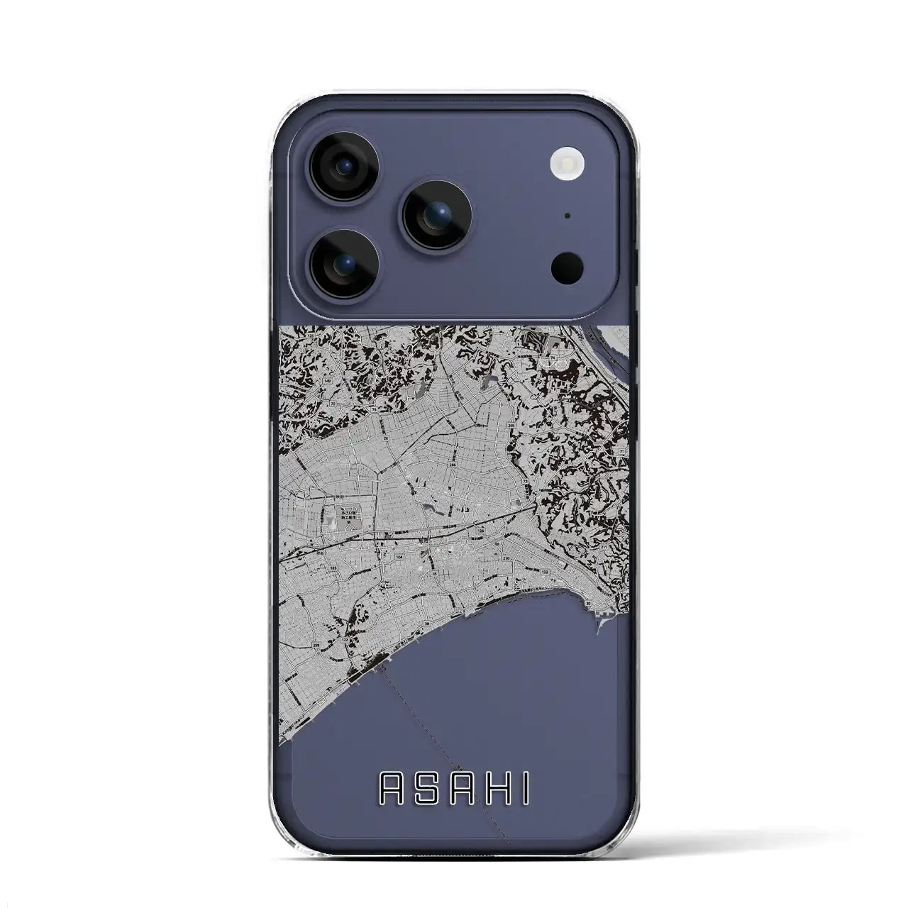 【旭(千葉県)】地図柄iPhoneケース(クリアタイプ)モノトーン・iPhone 17 Pro Max 用